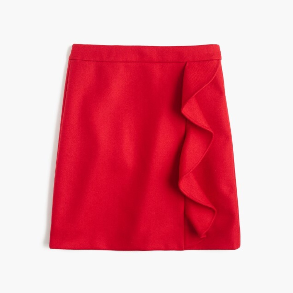 NWT RUFFLE MINI SKIRT IN DOUBLE-SERGE WOOL